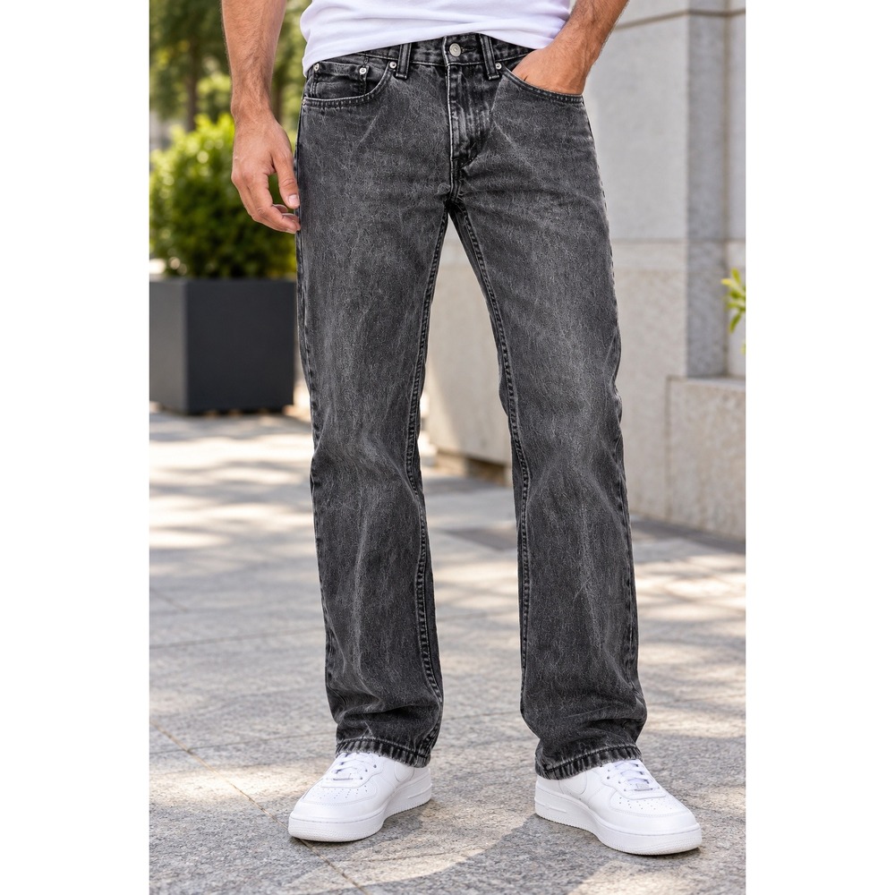 Levi's 505 Jeans Mens 30x32 Black Regular Fit Straight Leg Acid Wash